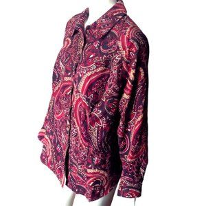 Croft & Barrow 1X Faux Suede Paisley Button-Up – Fall Colors